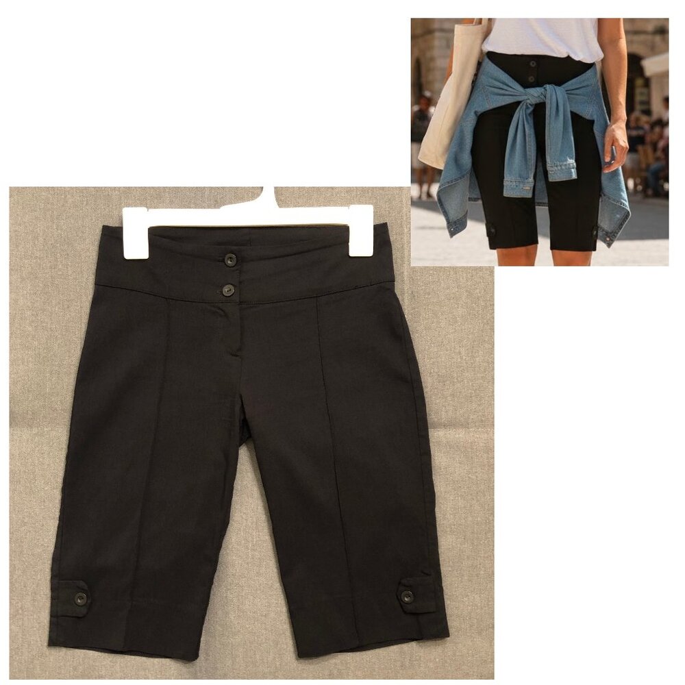 Shasa Black Centre-Pleat Fitted Shorts - Women's US L